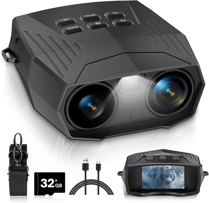 Night Vision Goggles, Night Vision Binoculars for Adults, 5000mAh Rechargeable Infrared Binoculars with 3'' Large Screen, ...