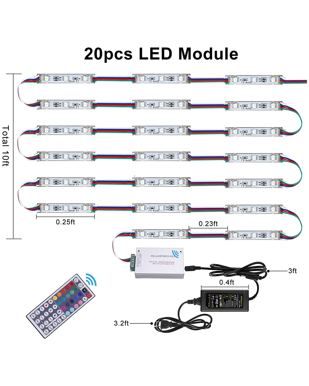 Pomelotree LED Storefront Lights for Business Waterproof Decorative Light for Advertising Letter Signs 4 Set 5050 SMD Window Strip Lights 40ft 80 Pieces LED Module Lights