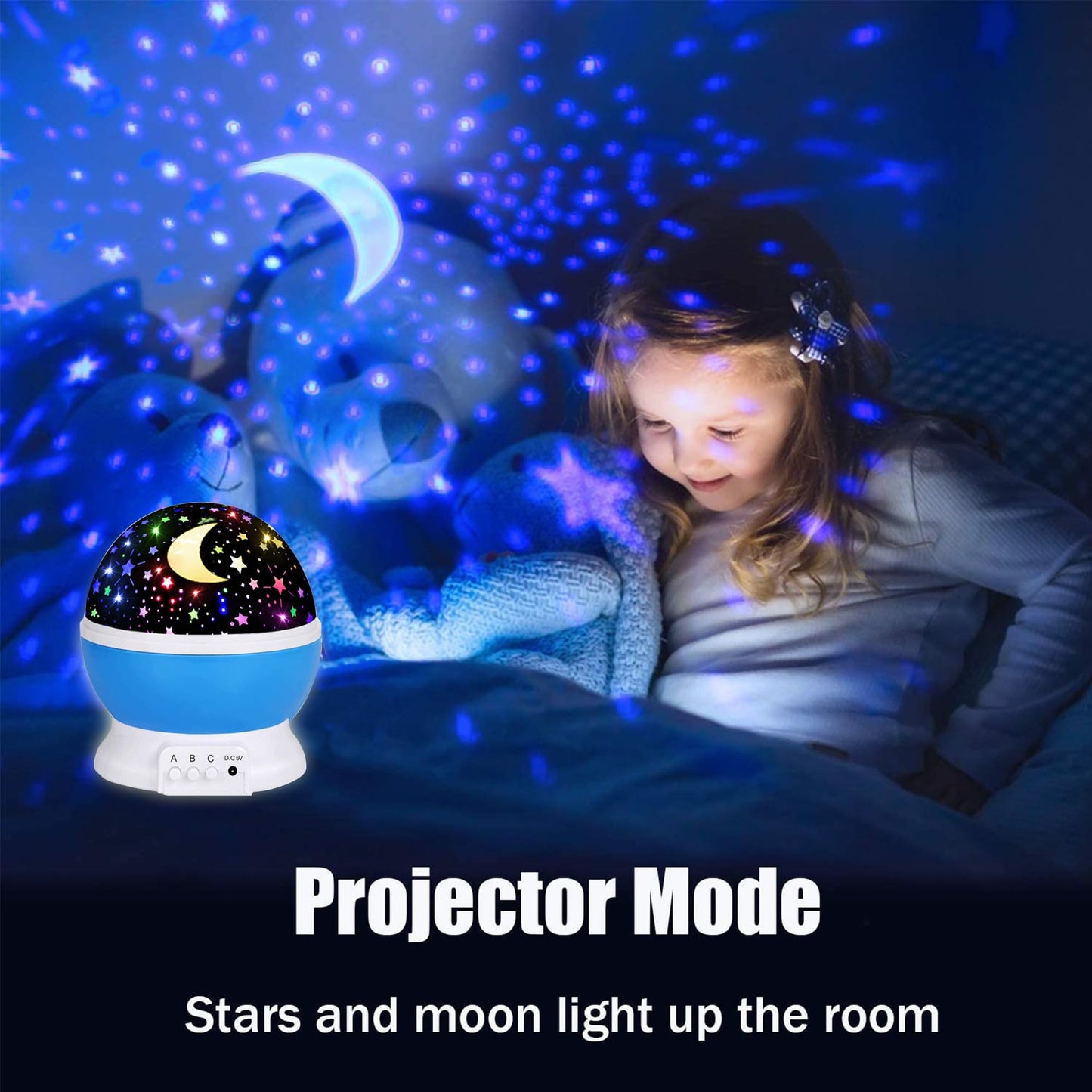 HONGID Night Light Projector for Kids, Glow in The Dark Stars, Blue, Model 012-1361, Rubber Material