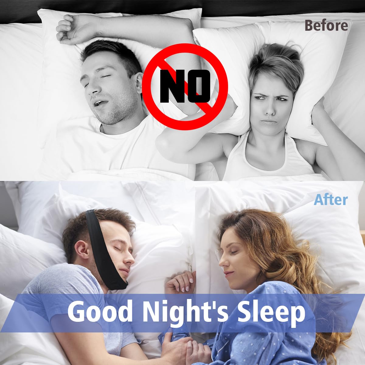 1 Pack Black Comfortable Chin Strap for CPAP Users, Chin Strap for Sleeping,Men and Women to Stop Snoring Universal Size- Keep Mouth Closed and Reduce Air Loss for Better Sleep