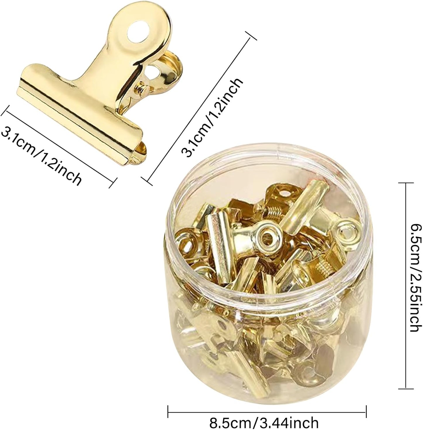 Bulldog Gold Clips with Hole - Strong Spring Metal Binder Clips, Small, 31 mm