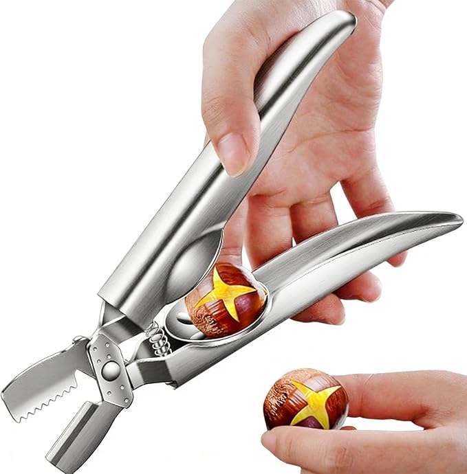 FIRE HIVE Metal Nutcracker, 304 Stainless Steel Chestnut Cutting Tool, Multi functional Dried Fruit Bottle Opener Suitable for Kitchen