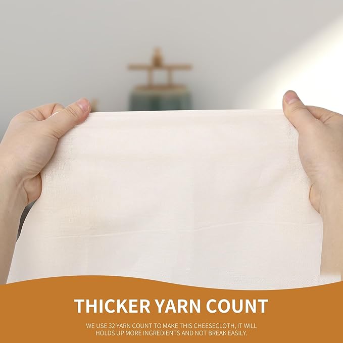 4 PCS Reusable Cheese Cloths for Straining, 20x20 Inch Hemmed Cheesecloth, 100% Cotton Unbleached Cloth Strainer for Coffee Brewing Cooking, Baking, Juicing, Straining, Cheese Making
