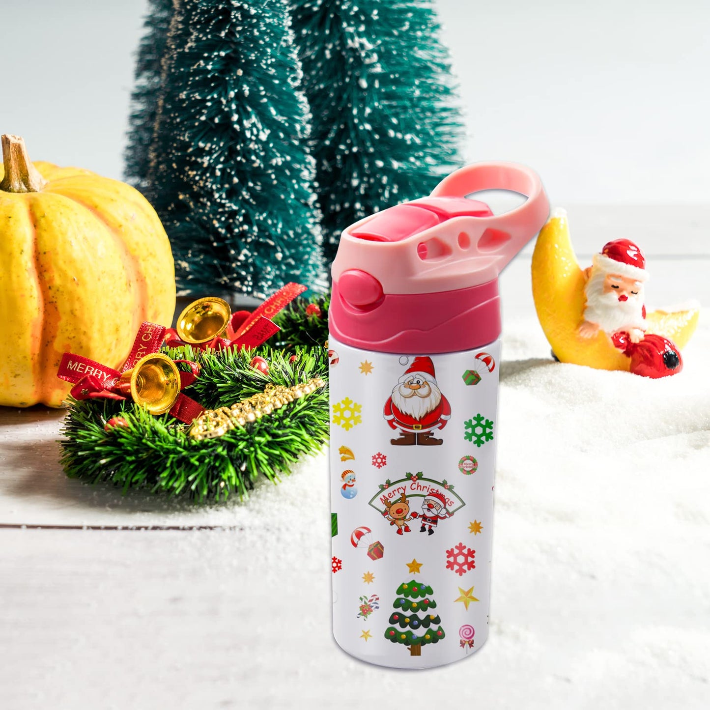 OKBA 4pcs 12oz sublimation Blanks sippy cup,sublimation tumblers for kids,Stainless Steel Insulated Toddler Water Bottle with Leak-Proof Straw Lid and Handle