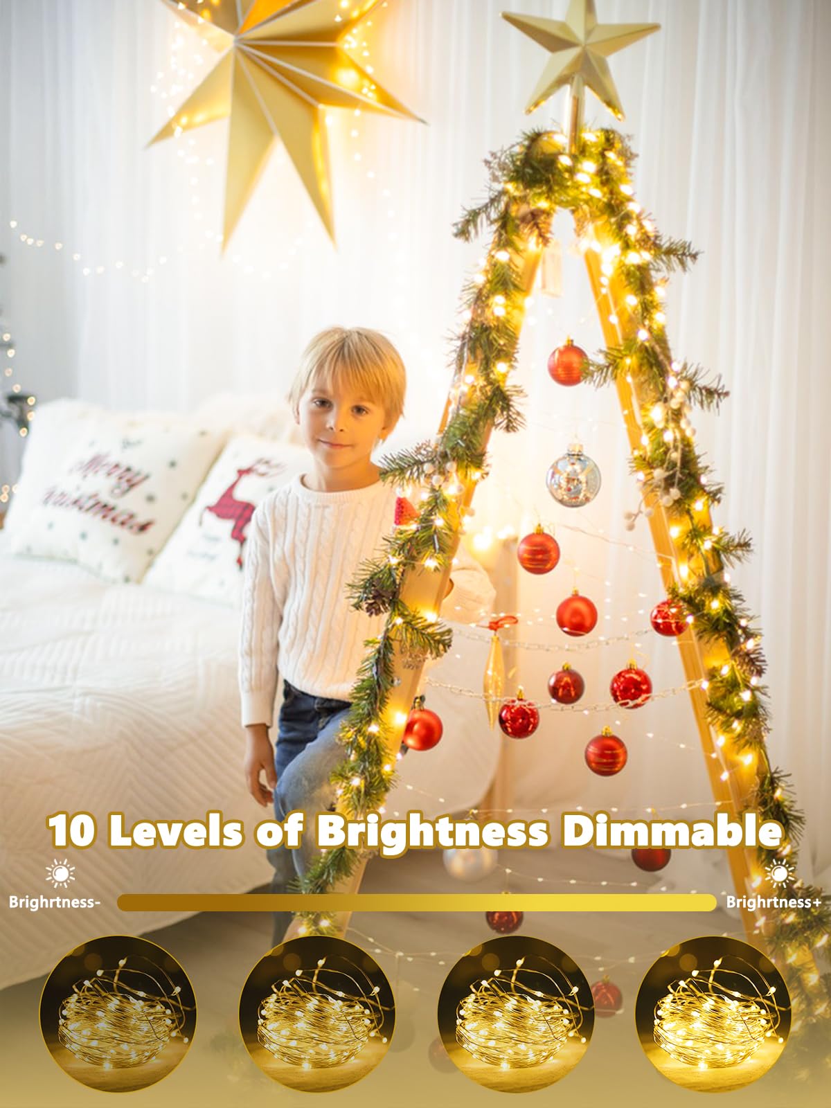 Yiqu 2 Pack Led Fairy Lights - Battery Operated, Remote Control, Timer, Warm White, Copper, 8 Modes For Indoor/Outdoor Décor