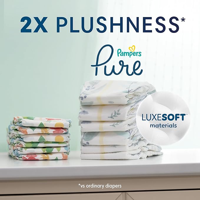 Pampers Baby Diapers - Pure Protection - Size 7, 60 Count, for up to 100% Leakproof, Premium Plant-based Skin Protection