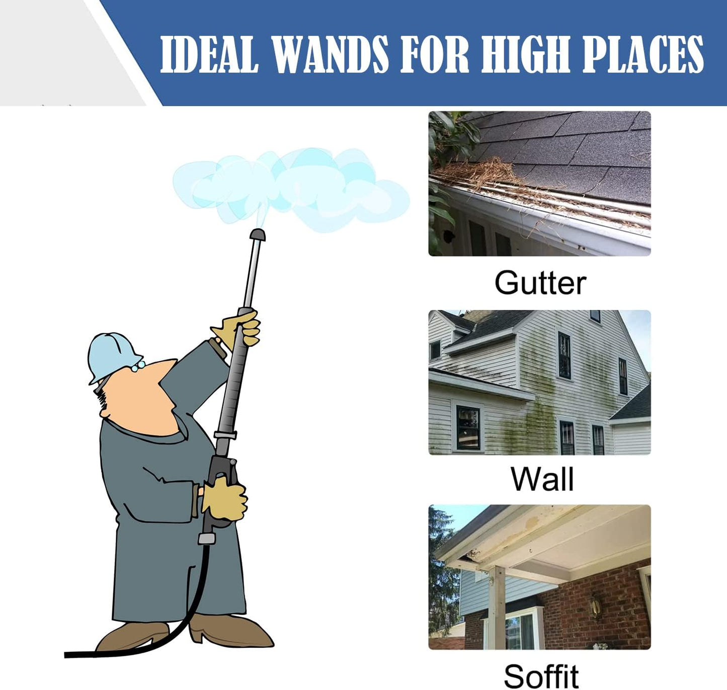 Selkie Pressure Washer Extension Wand, 120" Power Washer Extension Wand with 3pcs Curved Rod Lance& 7 Spray Nozzle Tips,Gutter Cleaner Attachment, 1/4” Quick Connect Fitting, 4000 PSI(120 Inch)