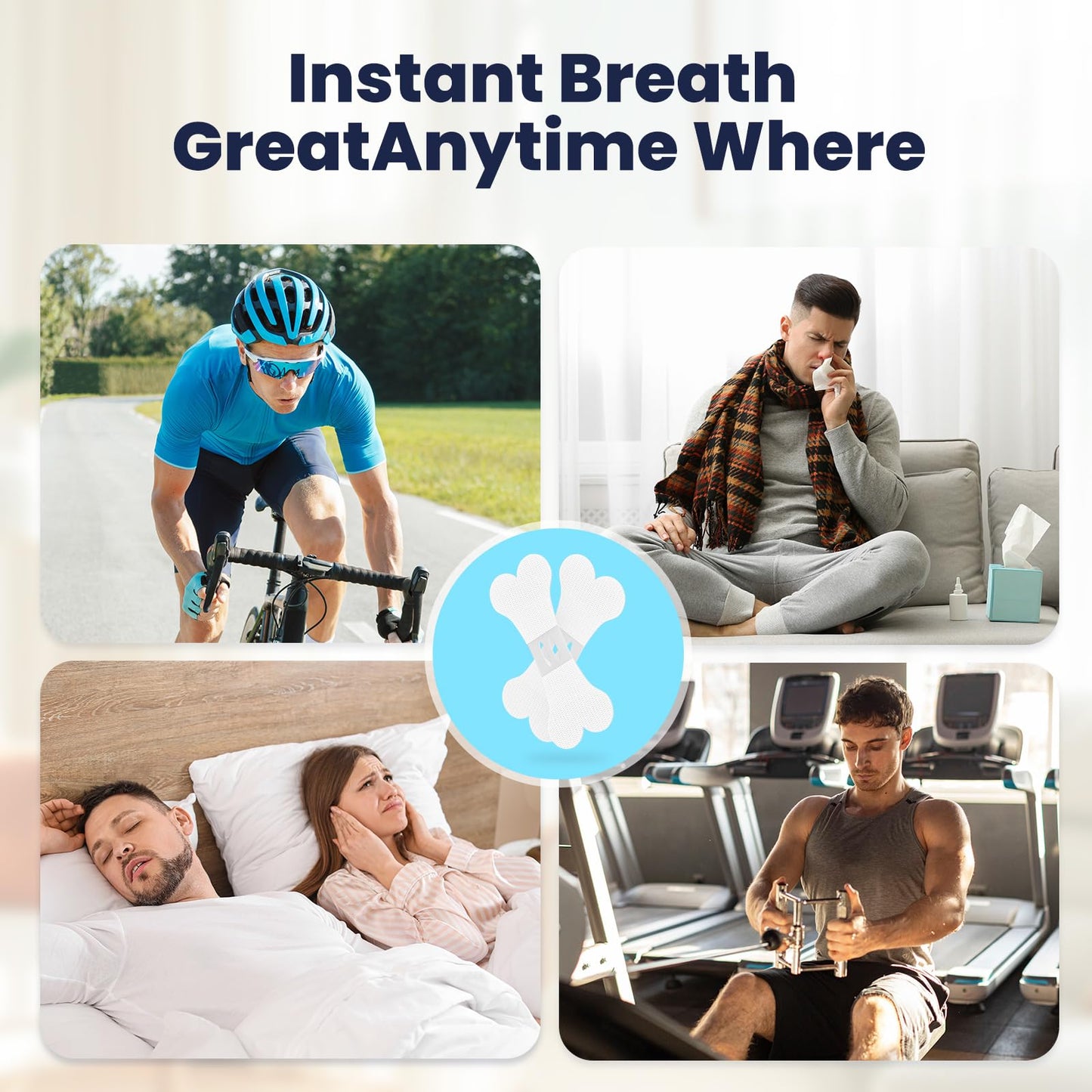Eovvoe Nasal Strips for Snoring & Nasal Congestion Relief, 90 Count, Comfortable Fit, Instant Breathing Improvement, Anti-Snoring Solution for Sleep