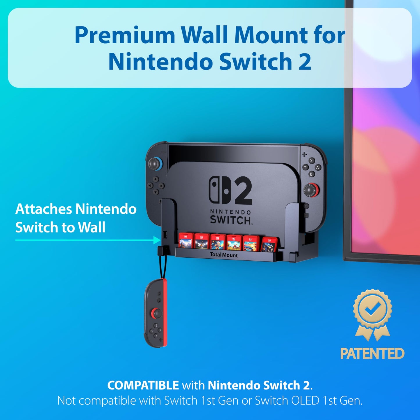 TotalMount Wall Mount for Nintendo Switch 2 (Mounts Switch 2 by TV) – Switch 2 Black