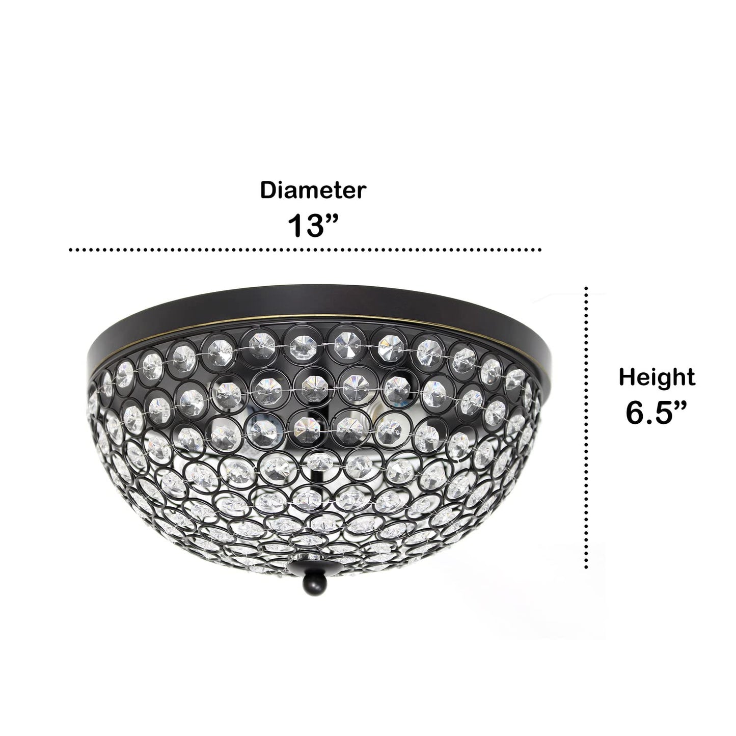 LALIA HOME Crystal Glam 2 Light Ceiling Flush Mount, Restoration Bronze, Model LHM-2000-RZ