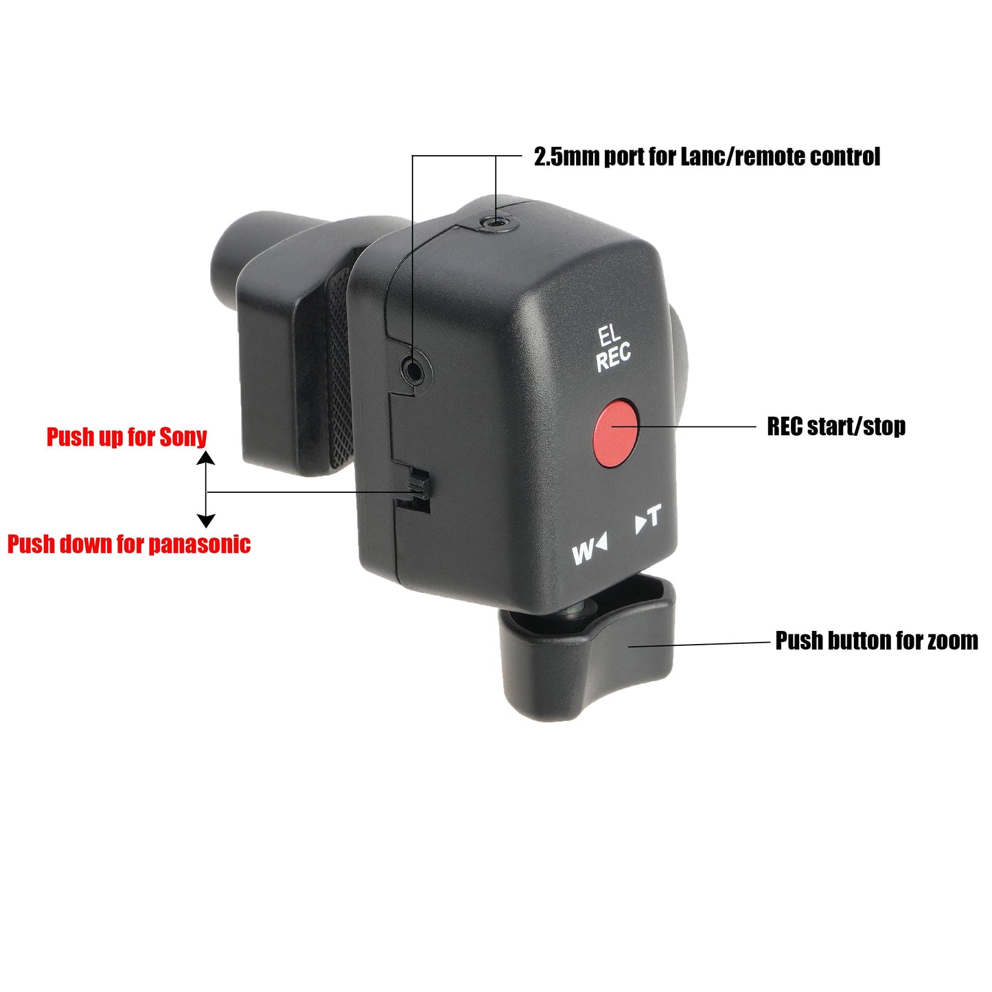 Fotga Lanc Camcorder Zoom Remote Control Video Recording Controller 2.5Mm Jack For Sony Hxr-Nx800 Pxw-Z200 190P 150P 198P Vx2200