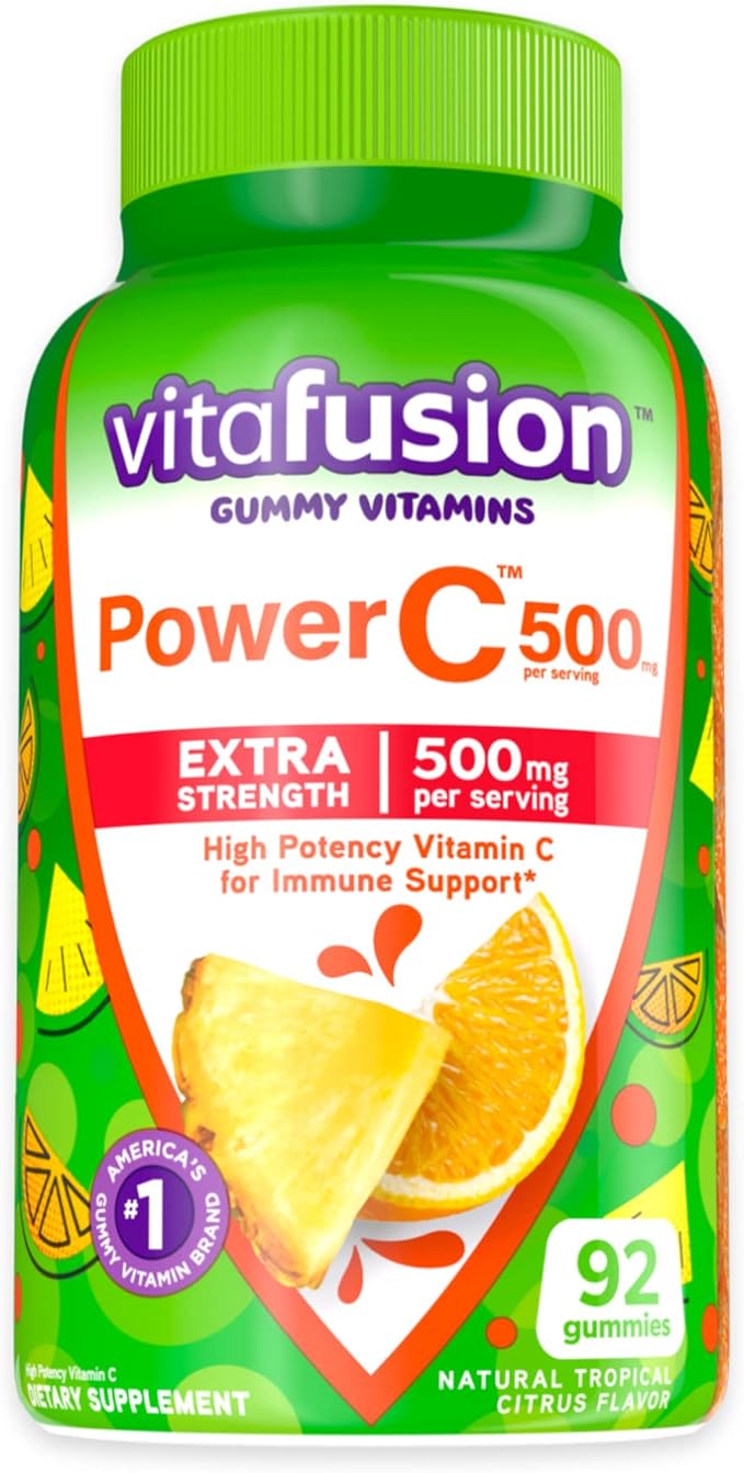 Vitafusion Extra Strength Vitamin B12 Cherry Gummy Vitamins, 90 Count Extra Strength Tropical Citrus Power C Gummy Vitamins, 92 Count
