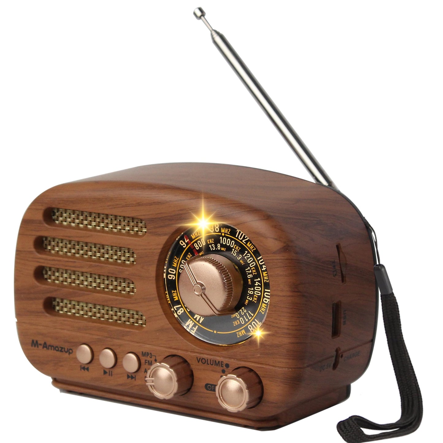 M-Amazup Radios Portable AM FM SW, Retro Radio with Speaker, Transistor Radio Bluetooth 5.3, Rechargeable Battery Powered, TWS,
