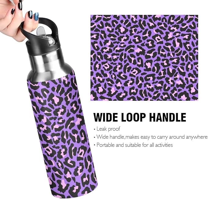 MNSRUU Insulated Water Bottle with Straw, Rainbow and Unicorns Stainless Steel Flasks for Sports Cycling Hiking School