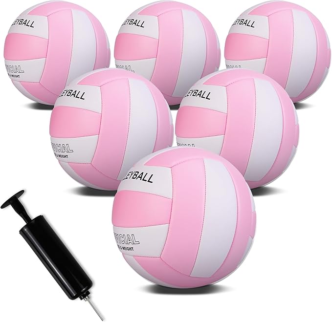 EVZOM 6 Pack Volleyballs Soft Beach Volleyball Official Size 5 for Outdoor/Indoor/Pool/Gym/Training Premium Volleyball Dur...