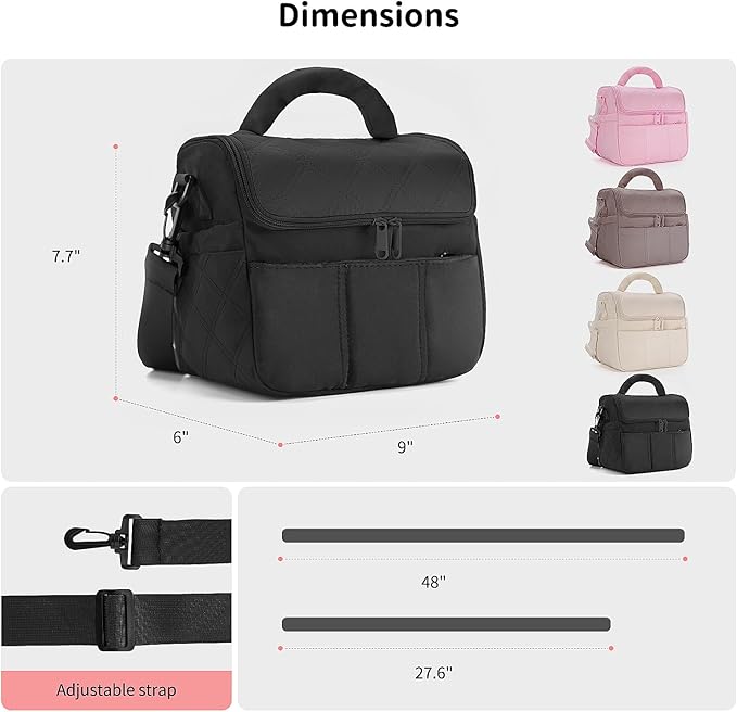 Insulated Lunch Bags, Cute Quilted Lunch Box for Women, Lightweight Puffy Padded Waterproof Lunch Tote, Reusable Lunch Cooler for Work Picnic Travel