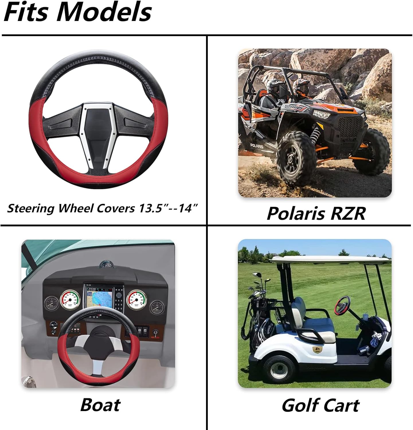 UTV Boat Steering Cover, 13.5"-14" Universal for Club Car DS, Yamaha & More - Non-Slip, Comfortable (Fashion)