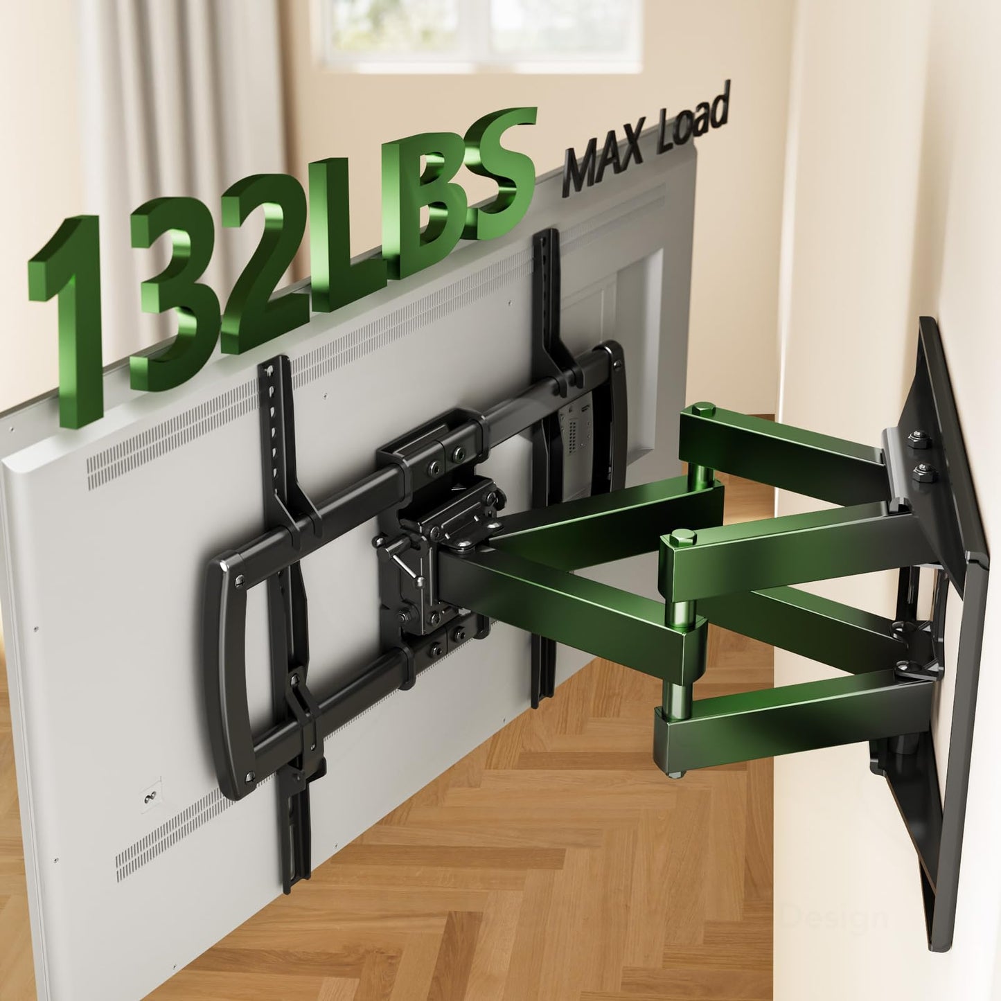 AX WABER Full Motion TV Wall Mount Bracket for Most 32-85 inch TVs,TV Mount with Dual Articulating Arms,Tilt/Swivel/Extension/Leveling,Fits 8” 12” 16" Studs,Max VESA 600x400mm, Holds up to 132lbs