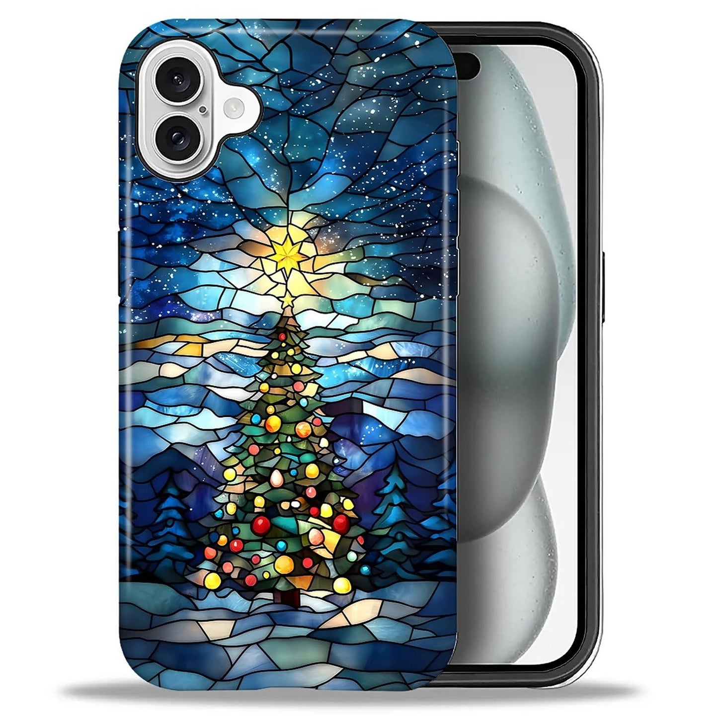 Goodsprout for iPhone 16 Plus Case,Hybrid 2-Layer Hard Shell + Silicone Protective Case -Resistant Shockproof- Christmas Tree St