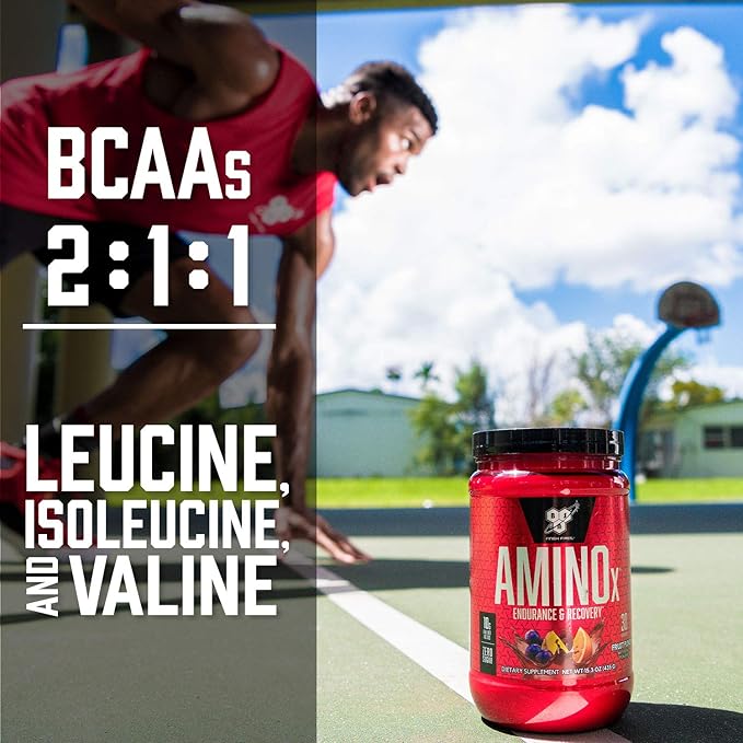 BSN Amino X Post Workout Muscle Recovery & Endurance Powder with 10 Grams of Amino Acids Per Serving, Flavor: Blue Raz, 70 Servings