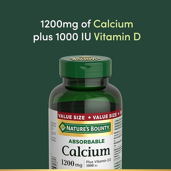Nature's Bounty Absorbable Calcium 1200mg plus Vitamin D3 1000IU 200 count