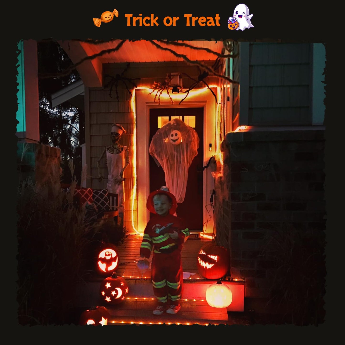 JMEXSUSS Solar Rope Lights, 200 LED, 66 ft, Waterproof, PVC, Orange, Halloween/Thanksgiving Decor