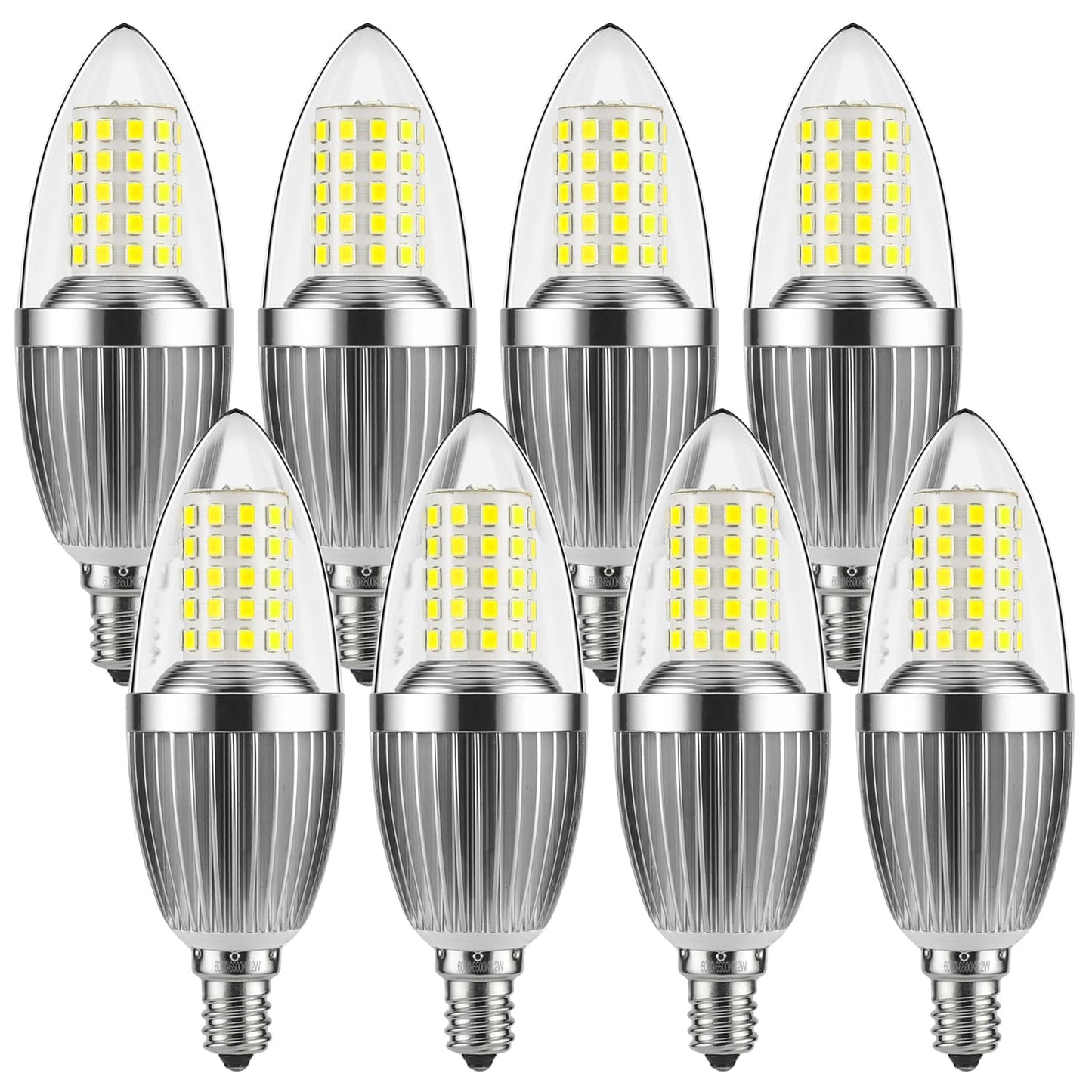 gezee LED Candelabra Bulb 12W 100W Equivalent Daylight White 6000K E12 Base Torpedo Shape 4-Pack