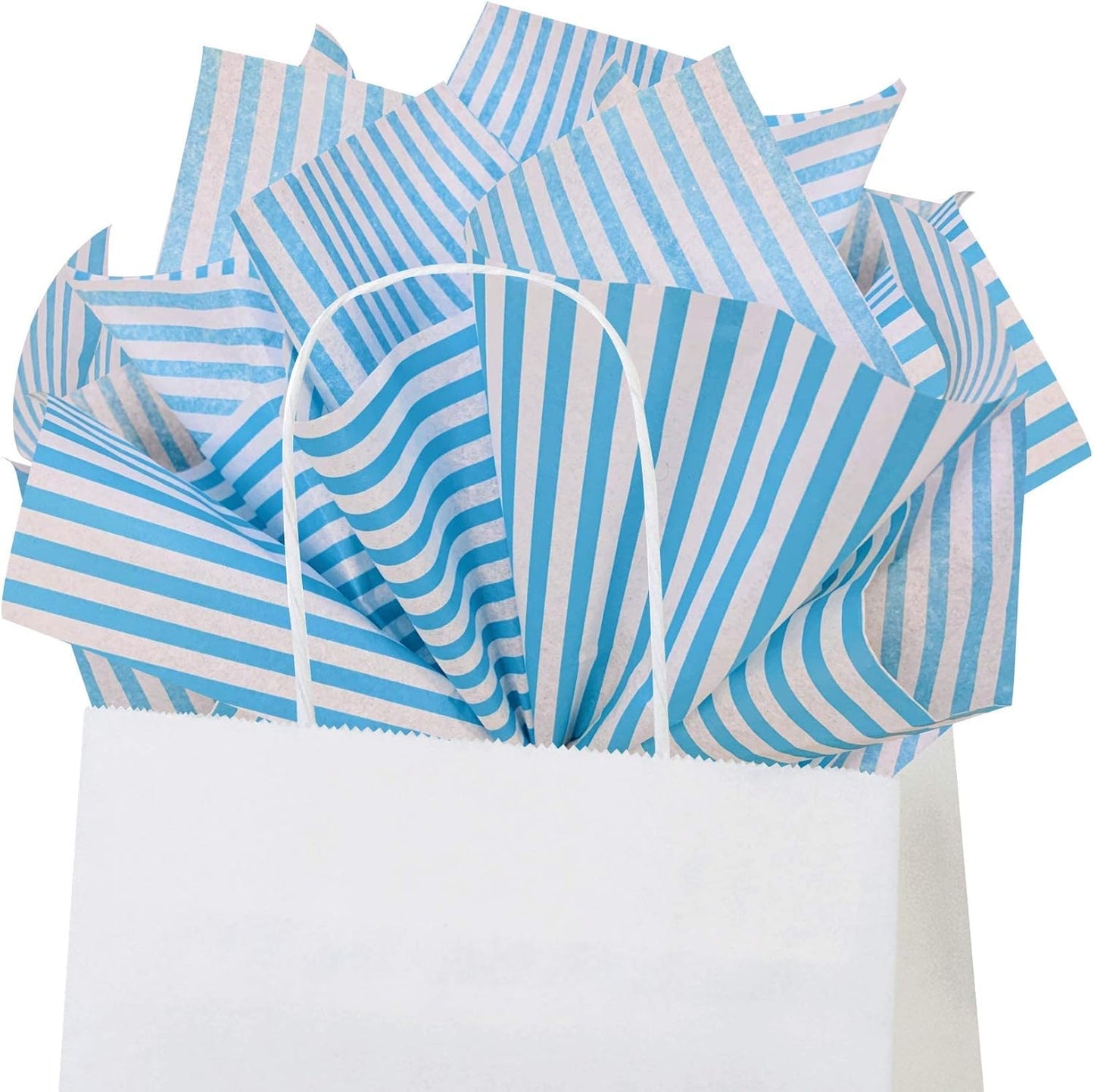 Flexicore Packaging Turquoise Blue Pin Stripe Print Gift Wrap Tissue Paper Size: 15 Inch X 20 Inch | Count: 10 Sheets | Color: Turquoise Pin Stripe