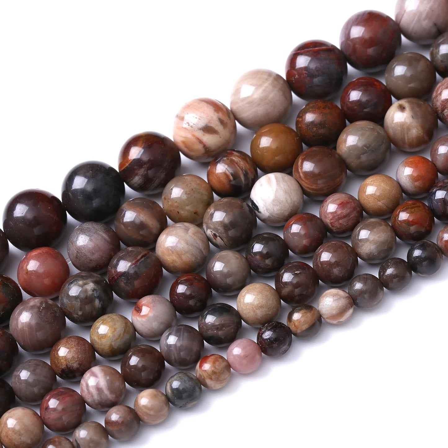 45pcs 8mm Natural Wooden Petrified Jade Agate Gemstone Beads Round Loose Spacer Beads for Jewelry Making DIY Bracelet Necklace 1 Strand 15inch