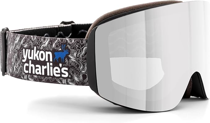 Yukon Charlie's Ropeline Adult Snow Goggles - Removable Magnetic Cylindrical Lens - Boosted Contrast, Reduced Glare, Anti-Fog