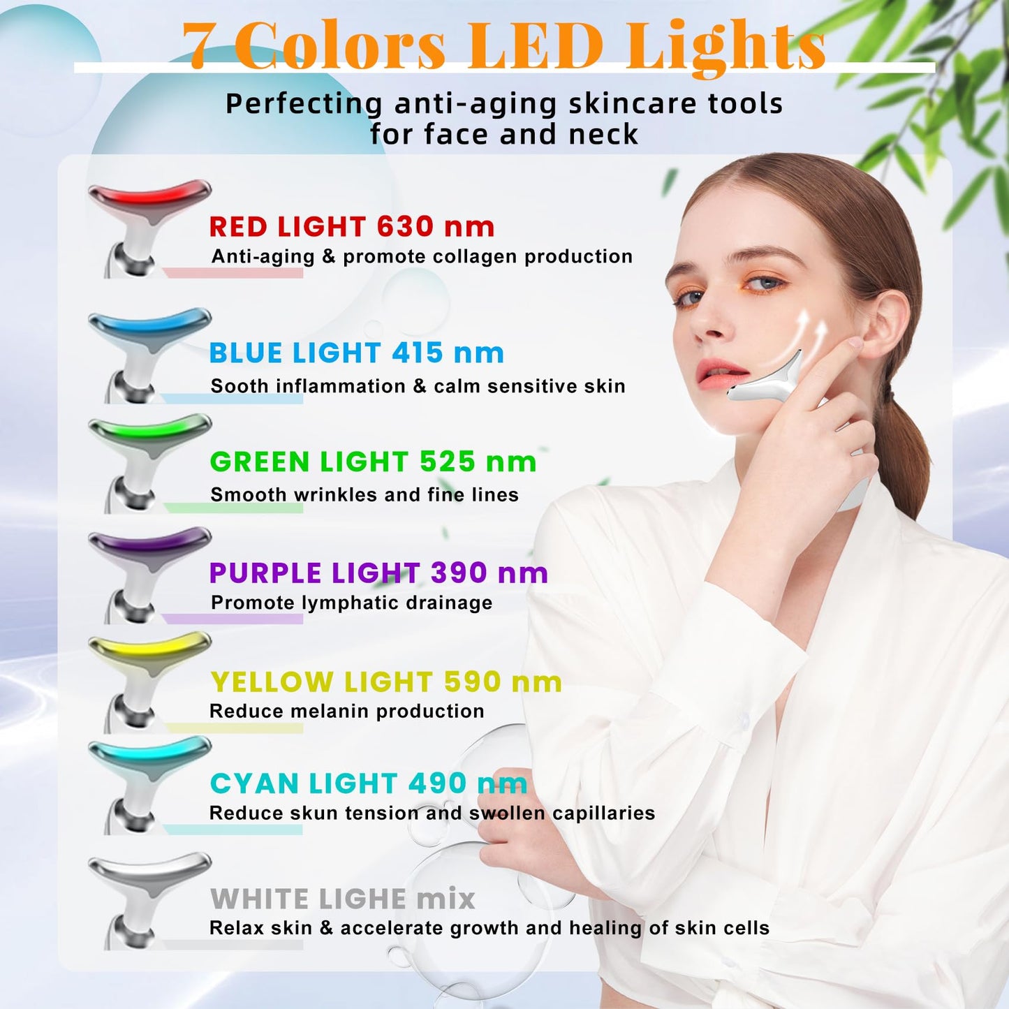 Face and Neck Massager Light Therapy, Face Massager Tool for Women, 7 Color Face Neck Massager, Face Sculpting Tool, Facial Mass