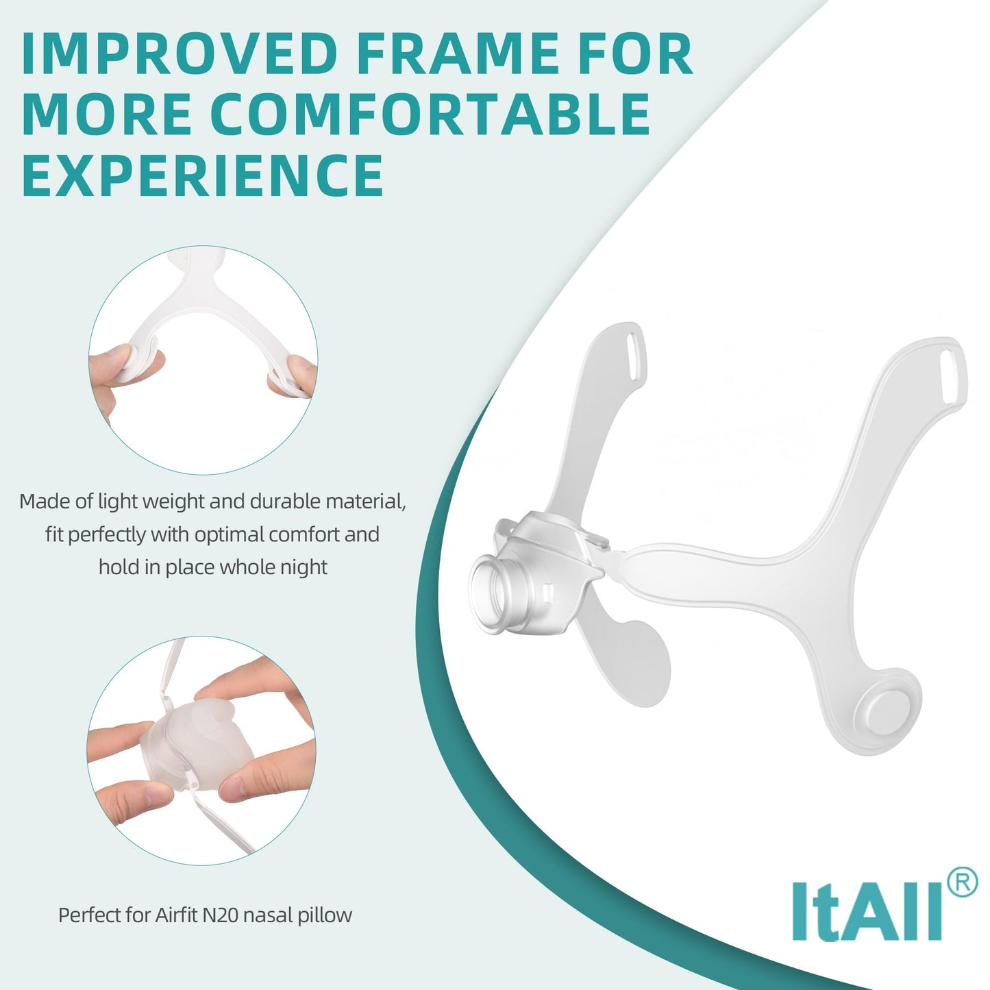 Replacement Tubing and Support Set for Airfit N20 to Airmini, Improved Exhaust Structure & Detachable Design, Lower Noise and Easier to Clean ，ItAll Supplies for CPAP Users