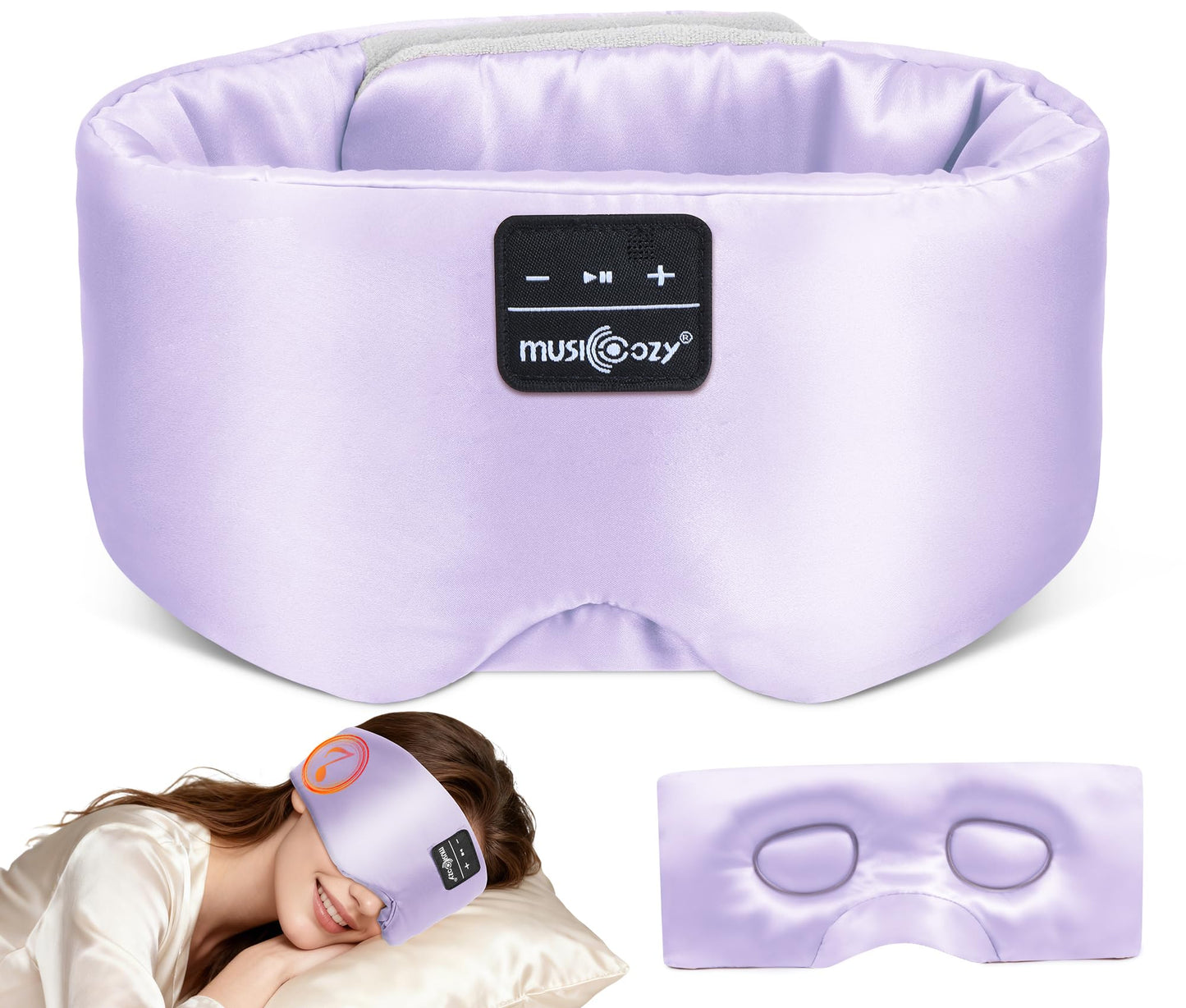 MUSICOZY 3D Silk Bluetooth Sleep Mask Headphones, Mulberry Silk Eye Mask with Ultra-Thin Wireless Speakers, Bluetooth 5.4 Sleeping Headphones for Side Sleepers, Music Sleep Mask Gifts for Men Women