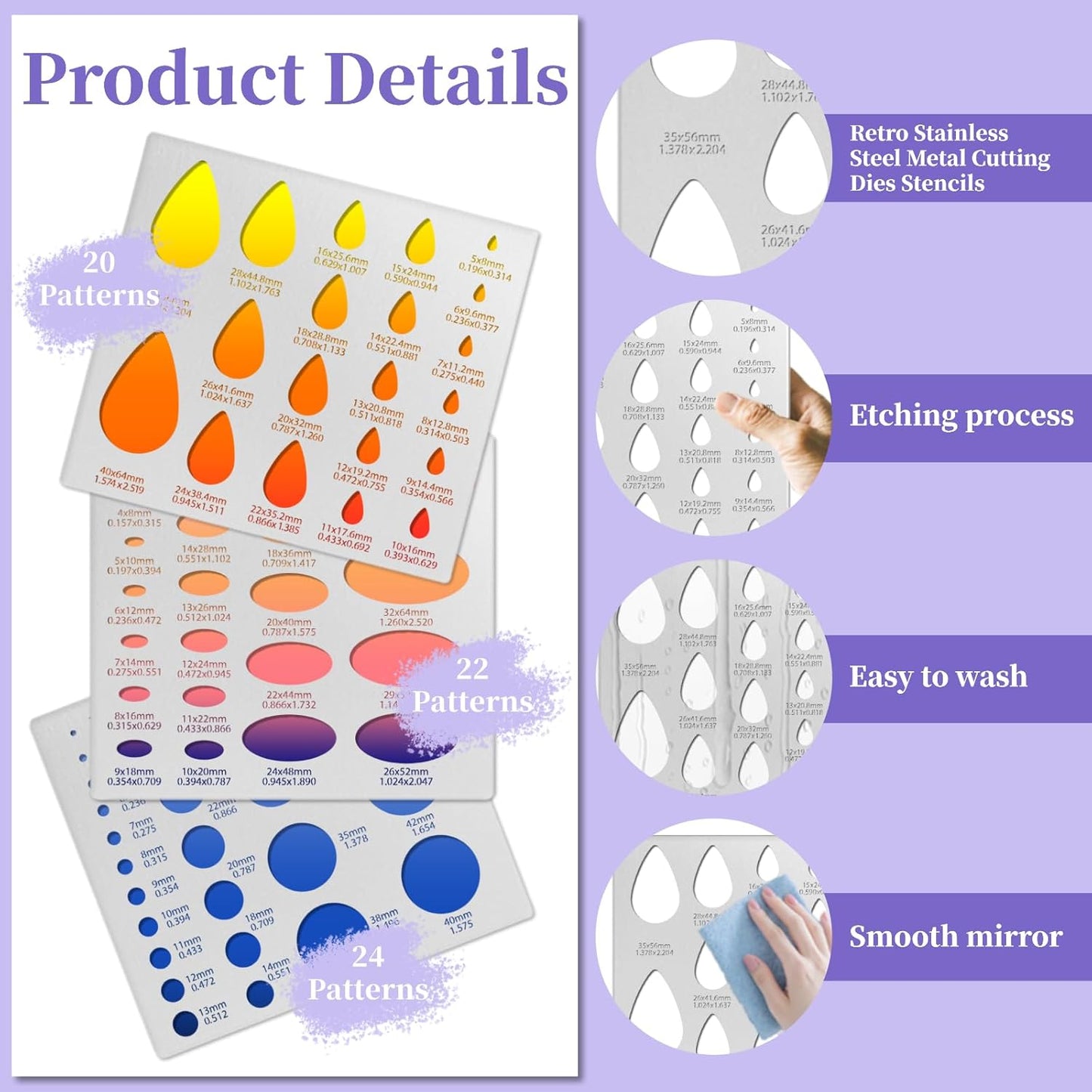 3PCS Metal Stencils Ellipse Teardrop Circle Template for Drafting Round Stencil Jewelry Making Templates Art Oval Tool Metal Geometric Stencil for Office and DIY Bracelets Earrings