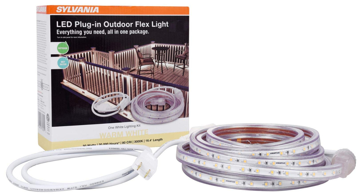 LEDVANCE SYLVANIA LED Strip Lights Starter Kit, 16ft, 3000K Color, Outdoor Use, Model 75621