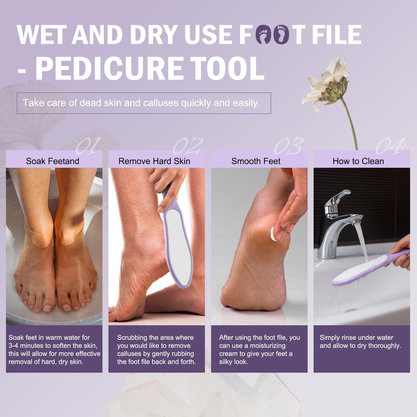 FVION Double-Sided Nano Glass Foot File for Callus Remover - Highly Effective Hard and Dead Skin Remover for Cracked Heels and D