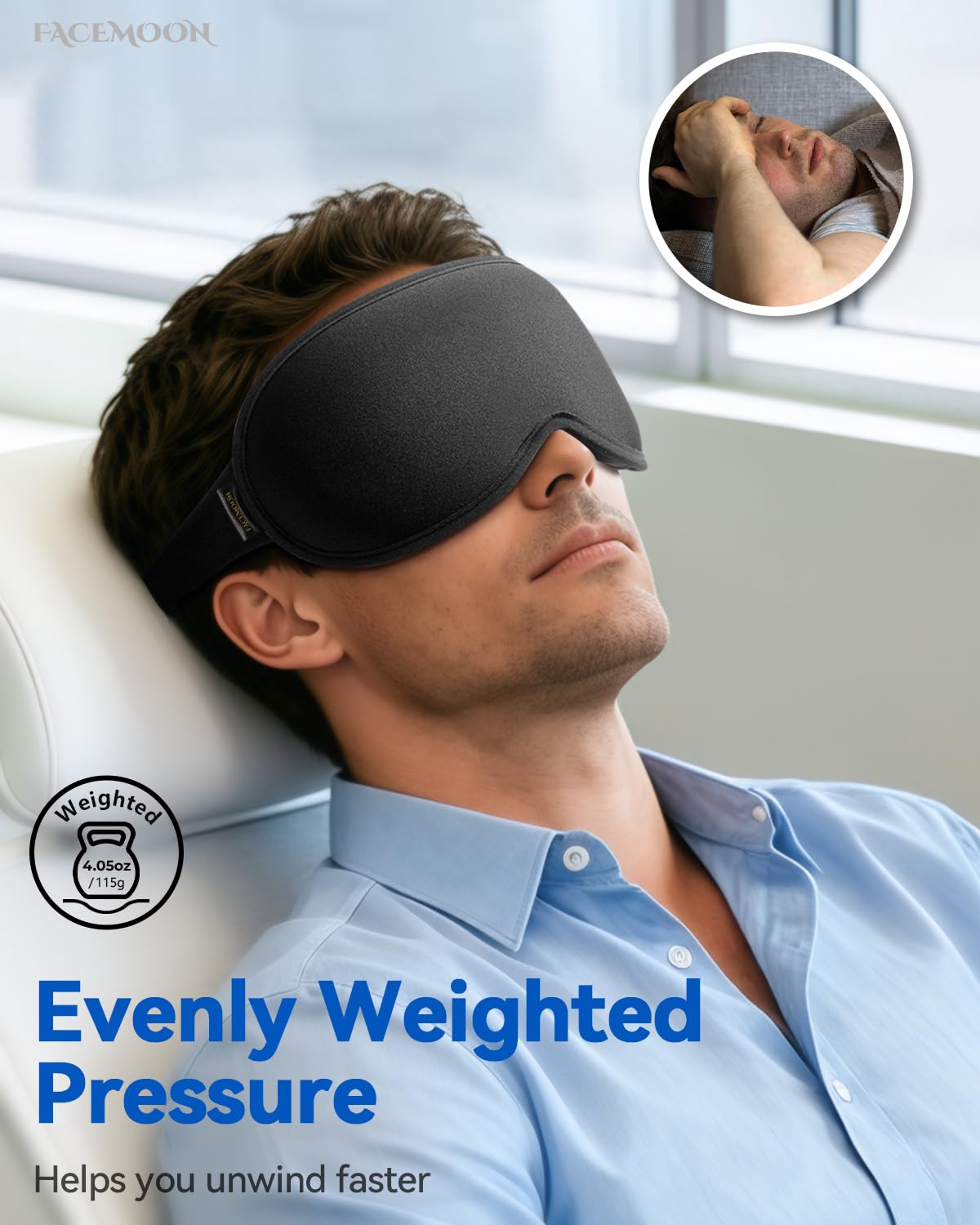 Travel Essentials Blackout Sleep Mask for Men Women: Weighted Designed 3D Zero Eye Pressure Soft - for Long Flight, Car Trip, Office Nap, Bedroom, Apartment - Rest and Relaxation Gifts