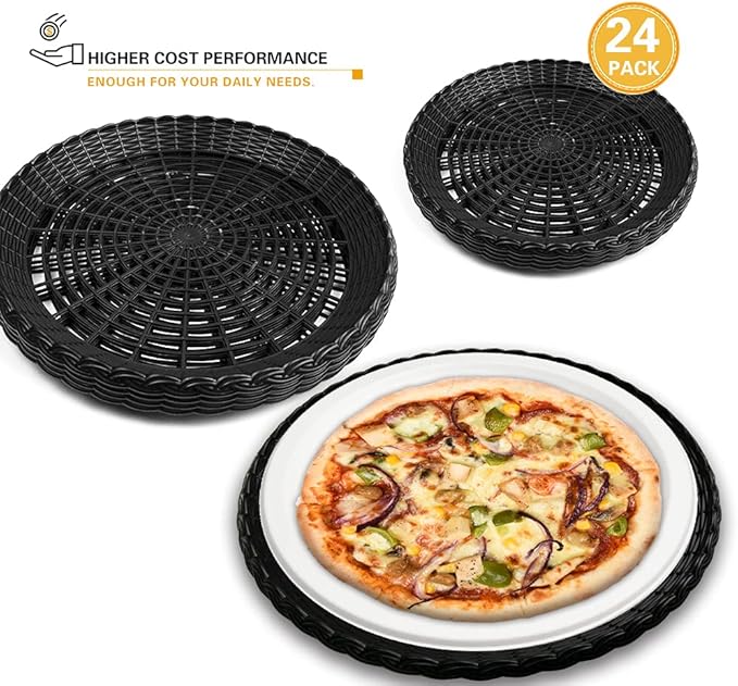 Paper Plate Holders, 8/12/24 Packs 9/10 Inch paper plate holders reusable Black Plastic Heavy Duty supports for Picnic Party Dinner