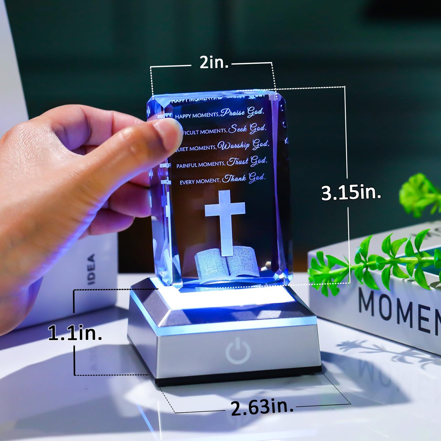 Movdyka 3D Crystal Christian Gifts For Women Men Faith  Inspirational Bible Verse Religious Gift Keepspirit-inspired flavor With Colorful Led Night Light  Get Well Spiritual Gifts Ideas For Birthday