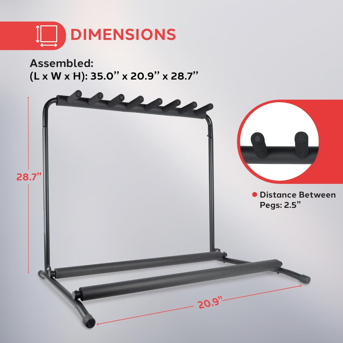 Pyle Multi-Guitar Stand 7 Slot Display Rack - Universal Framework Designed For Electric, Acoustic, Bass Guitars & Cases - Foldab