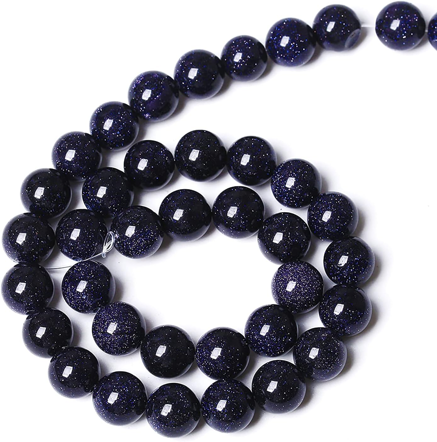 45PCS 8mm Blue Sandstone Gemstone Beads Beads Natural Stone Round Loose Beads for Jewelry Making DIY Bracelet Necklace 15" Inch