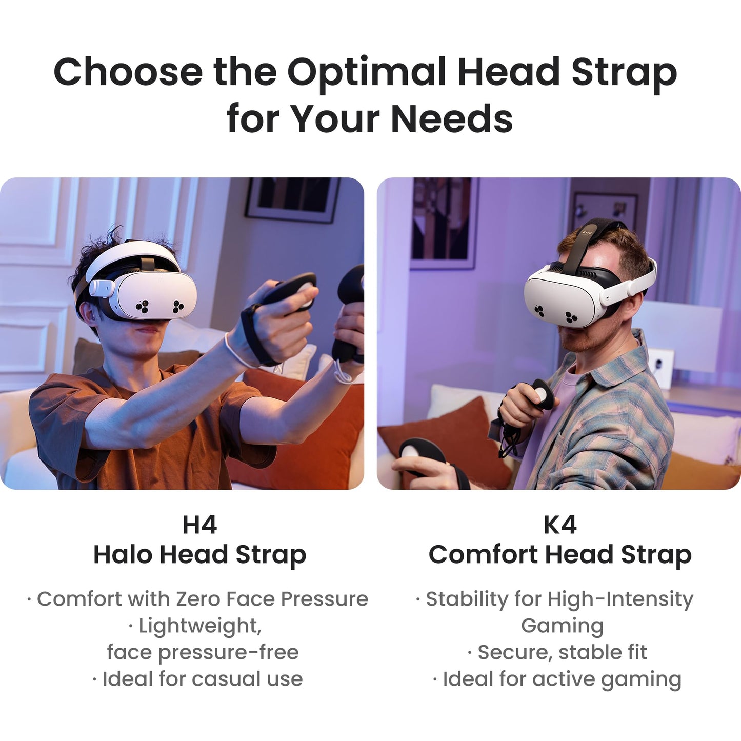KIWI design H4 Halo Comfort Head Strap Compatible with Meta Quest 3/Quest 3S, Made for Meta, Non-Battery Lightweight Head Strap