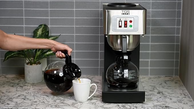 Commercial Coffee Maker Stainless Steel - Double Coffee Machine for Office, Restaurant, Industrial Use - High Capacity Office Coffee Maker - TQS Cafe