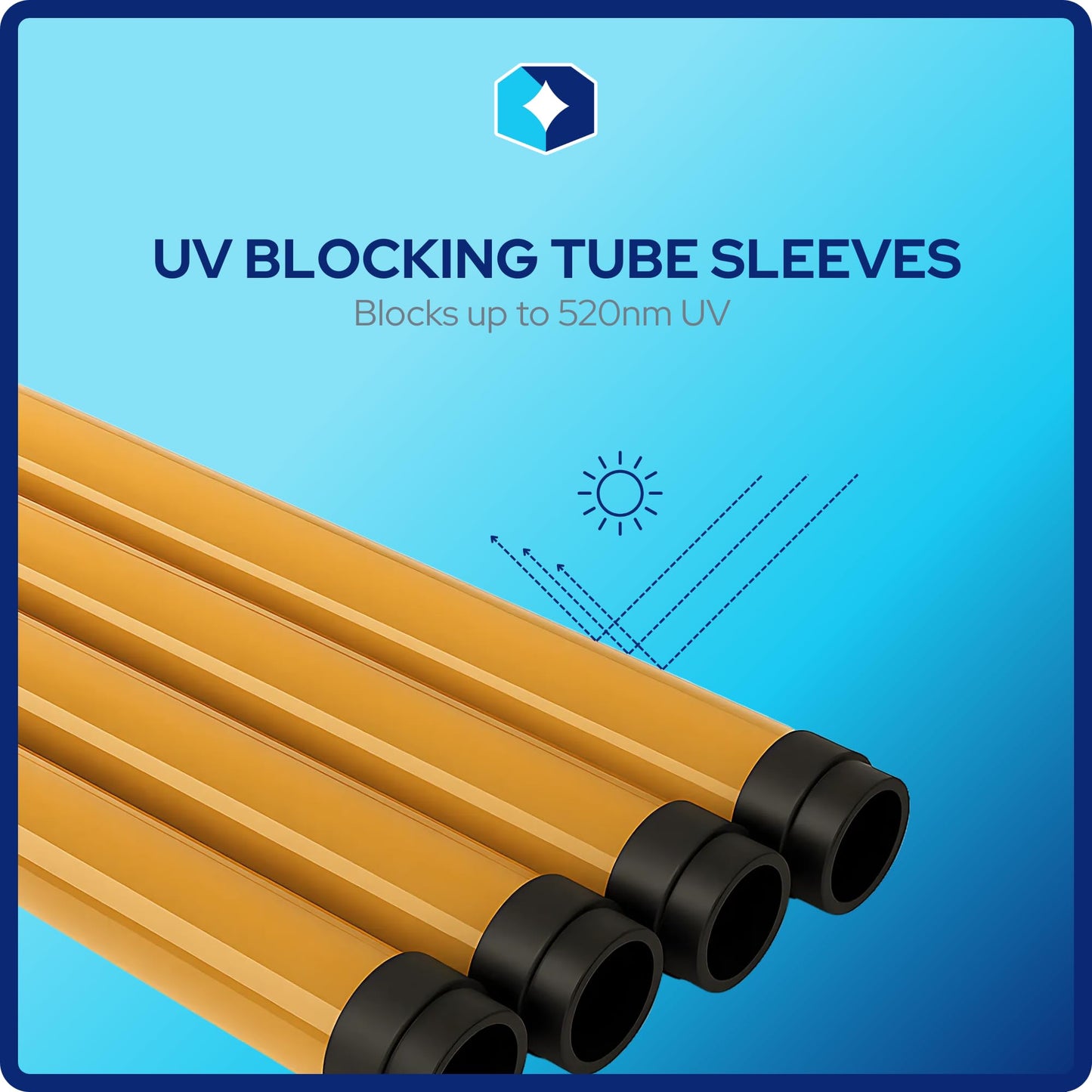 Kastlite T8 Fluorescent Light Tube Guard With End Caps - Blocks Uv Up To 520Nm - 4 Foot Fluorescent Light Diffuser Covers/Safety Sleeves  Amber Uv Protective Plastic Covering/Lighting Accessory - 48Pk
