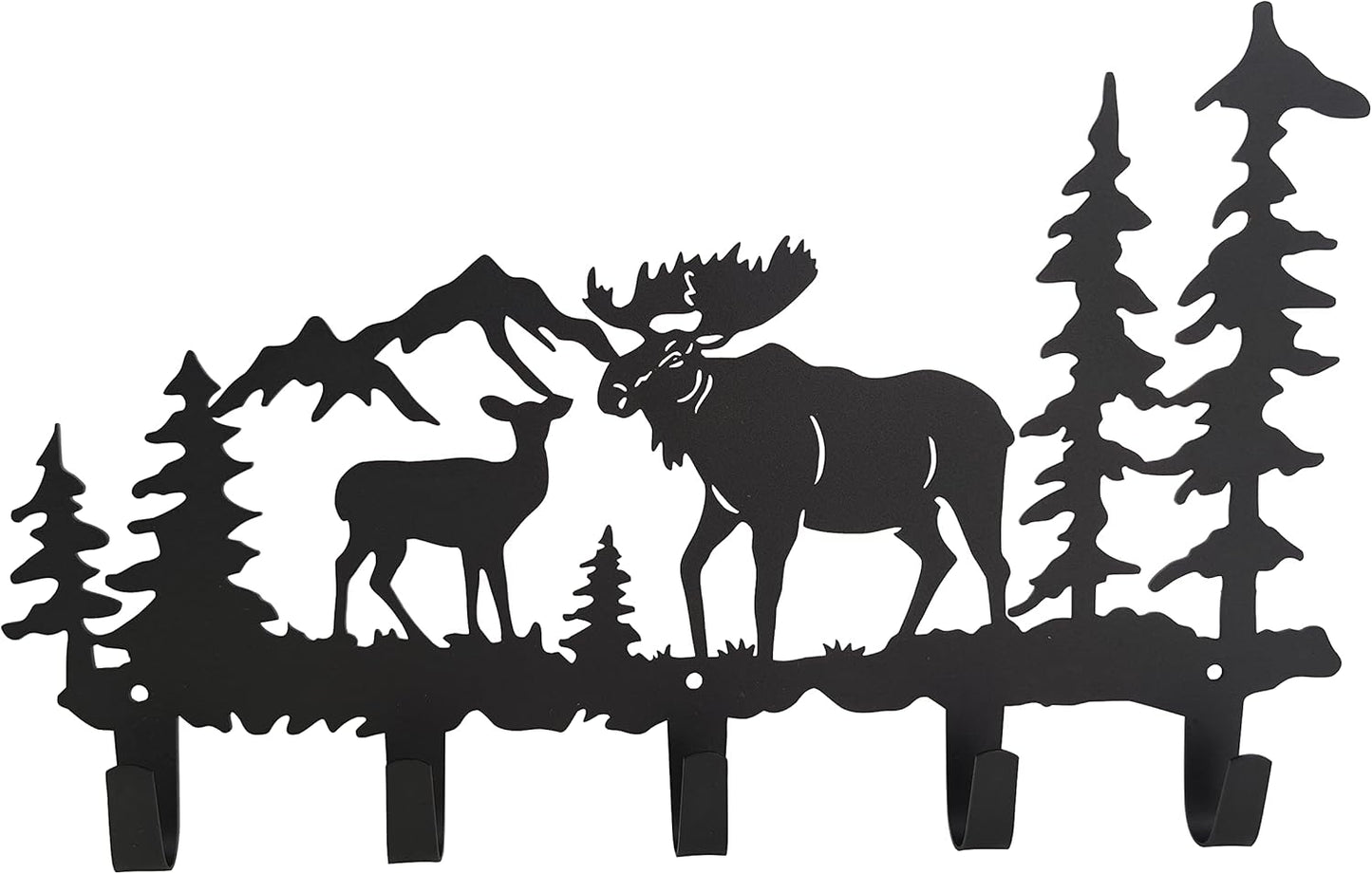 Metal Moose Coat Hooks Wall Art Decor-Moose Hangers and Key Holder-Clothes Hat Rack-Animal Theme Hooks Sweet Home Decor for Storage, Living Room, Hallway, Office (Black)