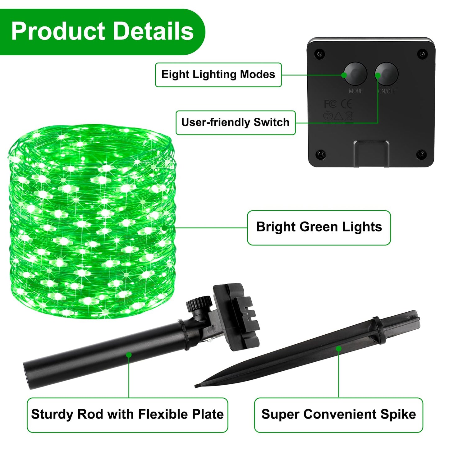 Brightever Outdoor Solar String Lights Waterproof  2-Pack Total 80Ft 200Led Solar Fairy Lights For Outside With 8 Lighting Modes  Solar Twinkle Lights For Yard  Christmas  Party (Green)