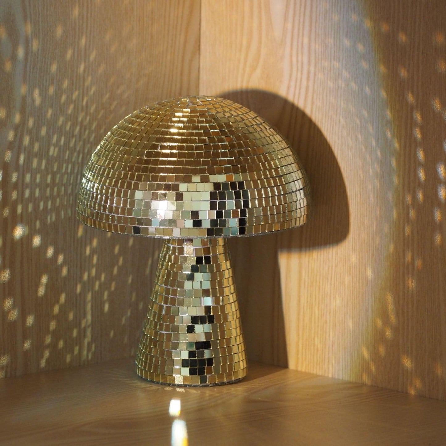 Yeehlmer Creative Mushroom Disco Ball For Party Table Decor Mirror Retro Handmade Disco Ball Mushroom Shape Home Art Decorations Bar Ornaments (Gold M(7))