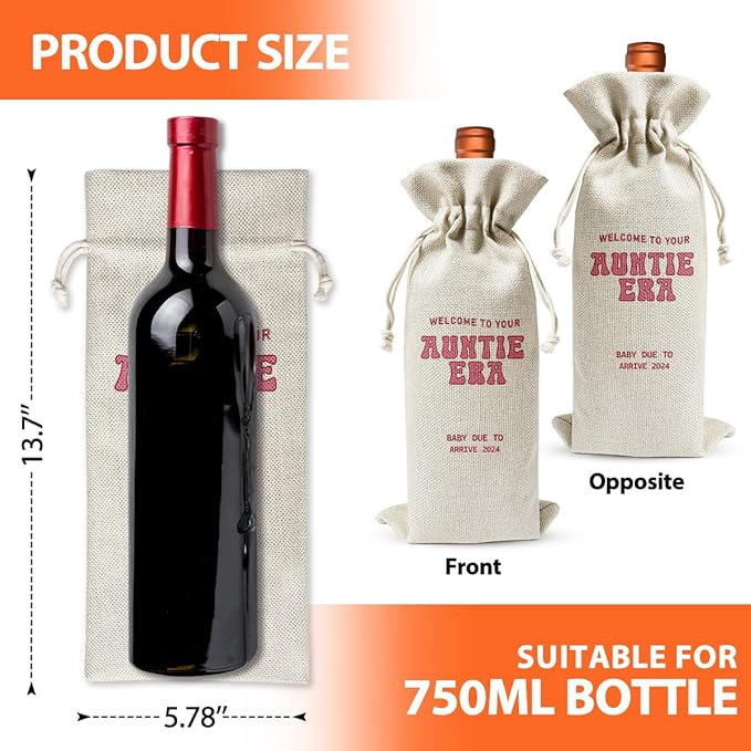 Promoted to New Auntie Gift Wine Bag 2024, Baby Announcement Gift for New Aunt 2024, Religious Pregnancy Announcement, Baby Shower or Party Favor, Auntie to be Gift