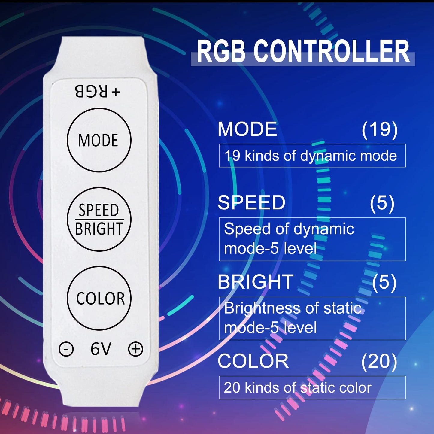 DANCRA LED Strip Light, RGB Color Changing, Flexible, Battery Powered, 2?2.62ft, Model PL RGB battery light 1.0, Underglow for Skateboards