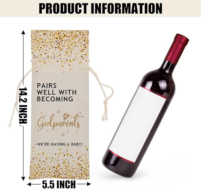 Pregnancy Announcement Wine Bag Grandparents Baby Announcement Baby Announcements Ideas for Women Men Godparents Bestie Sister Female Congratulations Wine Bags